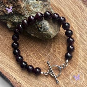 Garnet Healing Bracelet With Silver Toggle Clasp